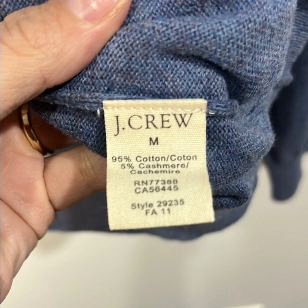 Men's J Crew blue speckled cotton V-Neck Sweater size medium